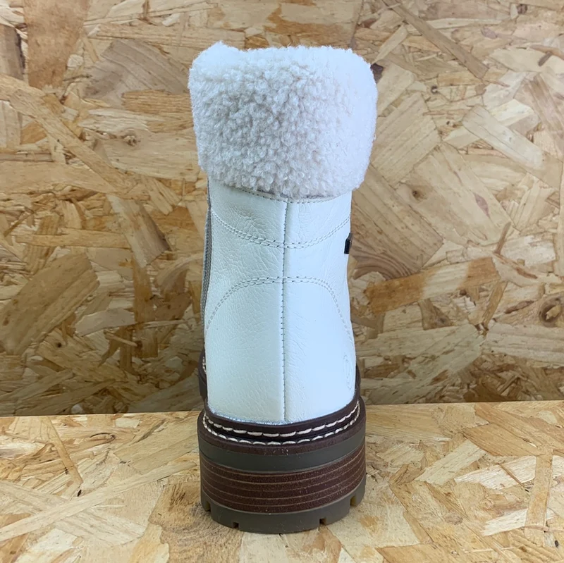 Remonte Damen-Stiefelette aus mit Lammwolle gefüttertem Leder – Weiß