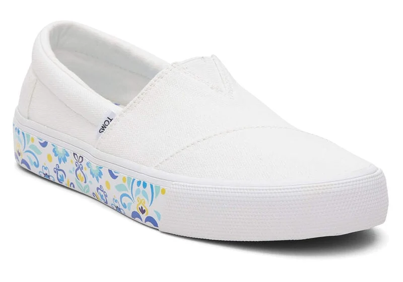 TOMS Alpargata Fenix ​​Slip-On-Sneaker für Damen – weiß gewaschenes Canvas
