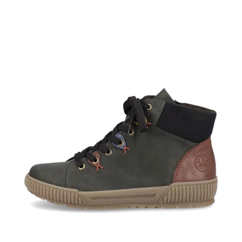 Rieker Damen-Stiefelette mit Fleece-Futter – Grün