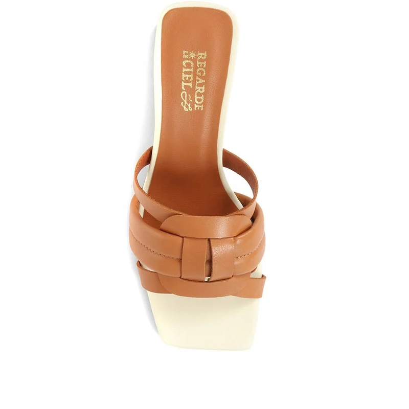 Pamela-02 Leather Block Heeled Mules - SINO35502 / 321 927 - Camel