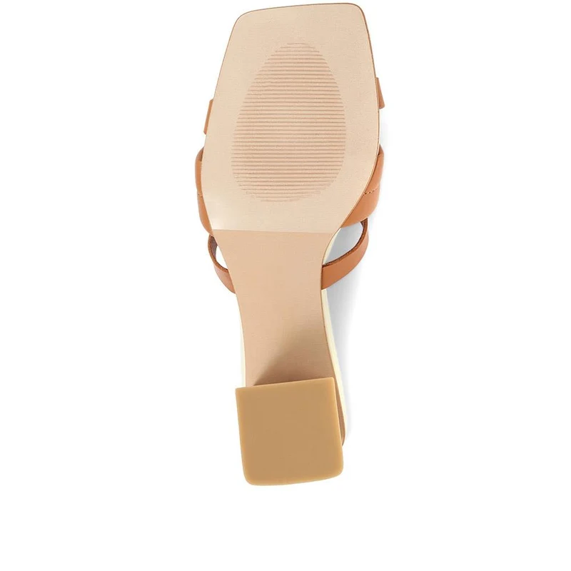 Pamela-02 Leather Block Heeled Mules - SINO35502 / 321 927 - Camel