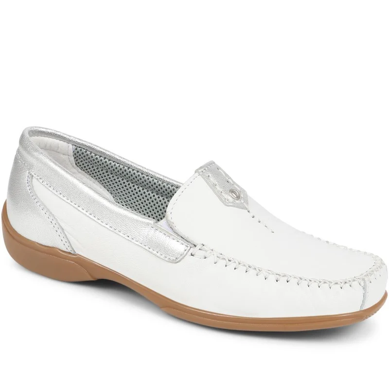 Leather Moccasins - CONT39003 / 325 242 - White-Silver