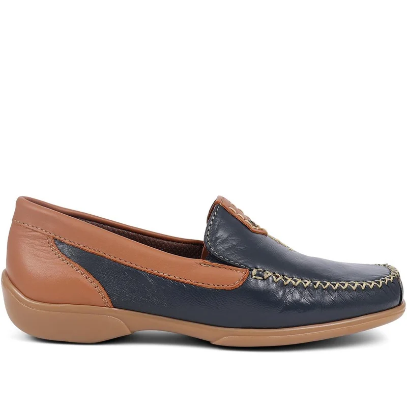 Leather Moccasins - CONT39003 / 325 242 - Navy Tan