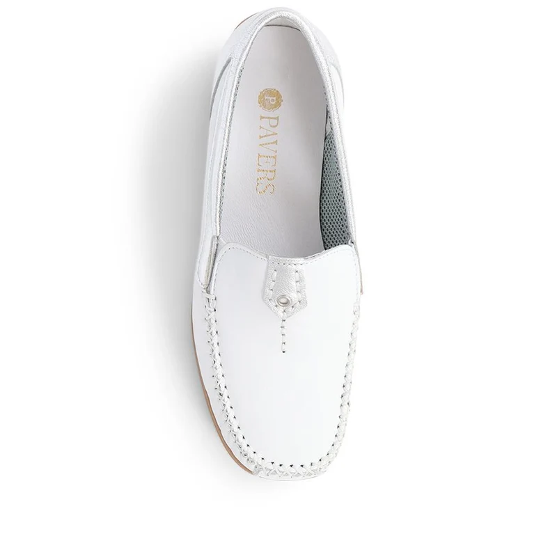 Leather Moccasins - CONT39003 / 325 242 - White-Silver