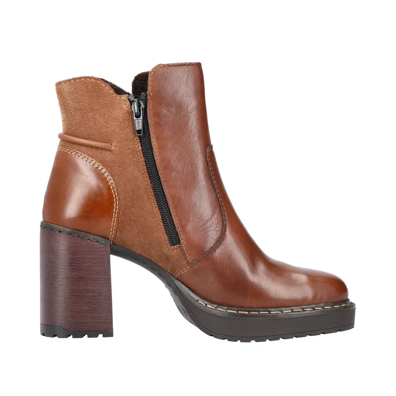 Rieker Modische Damen-Stiefelette aus Leder – Braun
