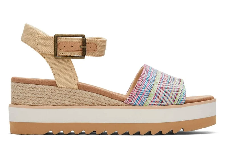 TOMS Damen Diana Global Woven Wedge Sandale – Natur