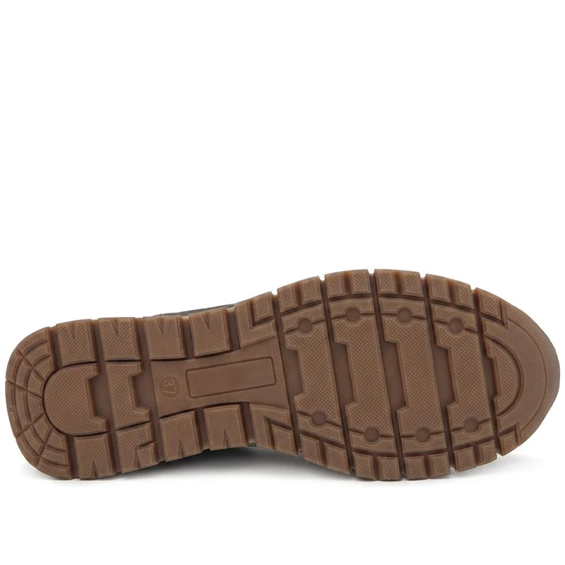 Cushioned Zip & Lace Trainers - WBINS44039 / 329 598 - Brown