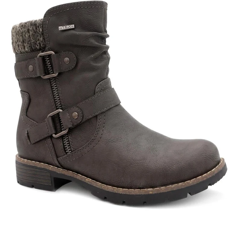 Warm Lined Zip Up Ankle Boots - WBINS44055 / 329 713 - Grey
