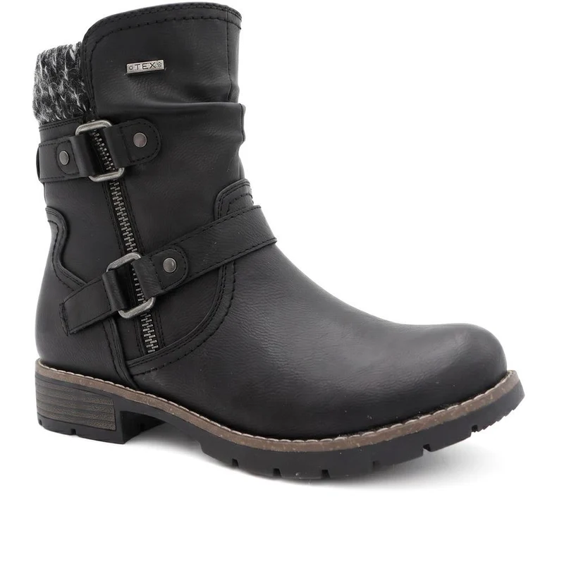 Warm Lined Zip Up Ankle Boots - WBINS44055 / 329 713 - Black