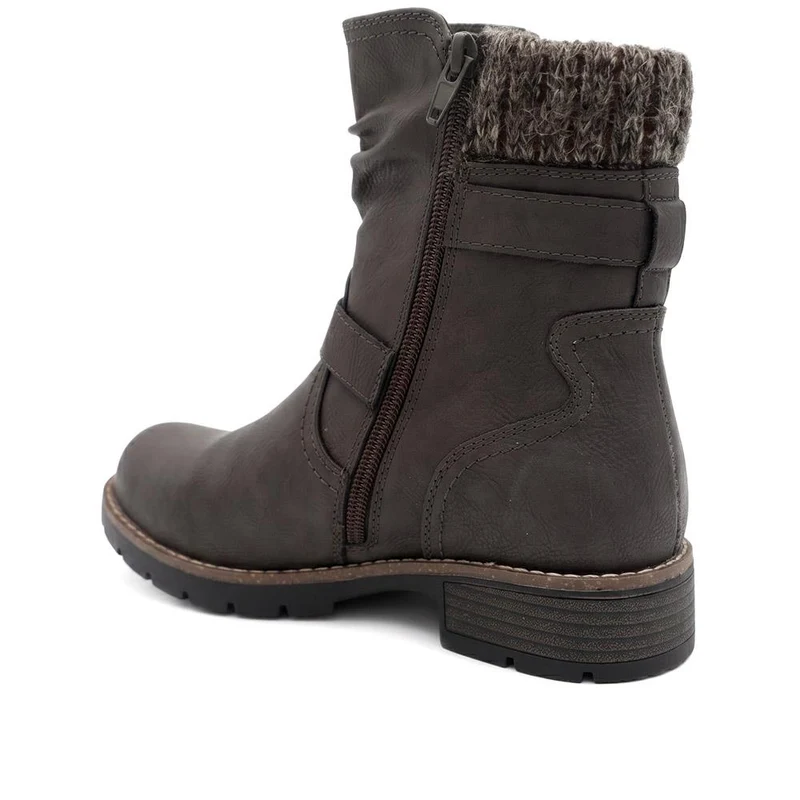 Warm Lined Zip Up Ankle Boots - WBINS44055 / 329 713 - Grey