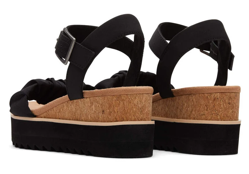 TOMS Damen Diana Ruched Woven Wedge Sandale - Schwarz