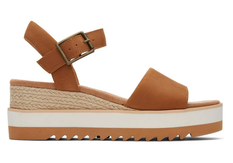 TOMS Damen-Sandale „Diana“ aus Leder – Hellbraun