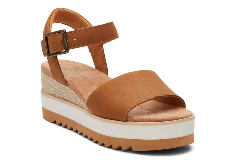 TOMS Damen-Sandale „Diana“ aus Leder – Hellbraun