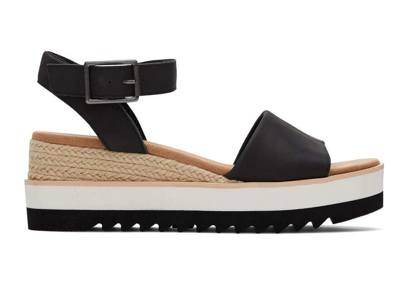 TOMS Damen-Sandale „Diana“ aus Leder – Schwarz