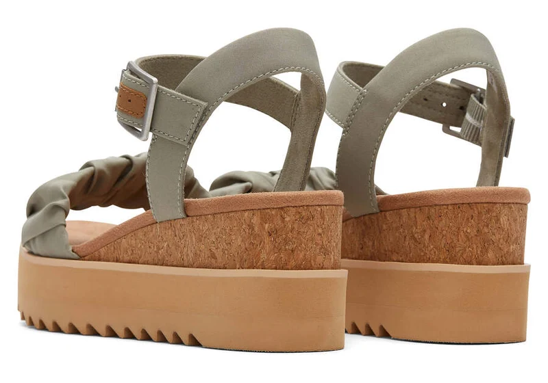 TOMS Damen Diana Ruched Woven Wedge Sandale – Vetivergrau