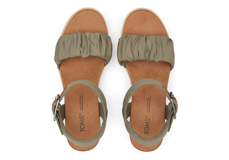 TOMS Damen Diana Ruched Woven Wedge Sandale – Vetivergrau
